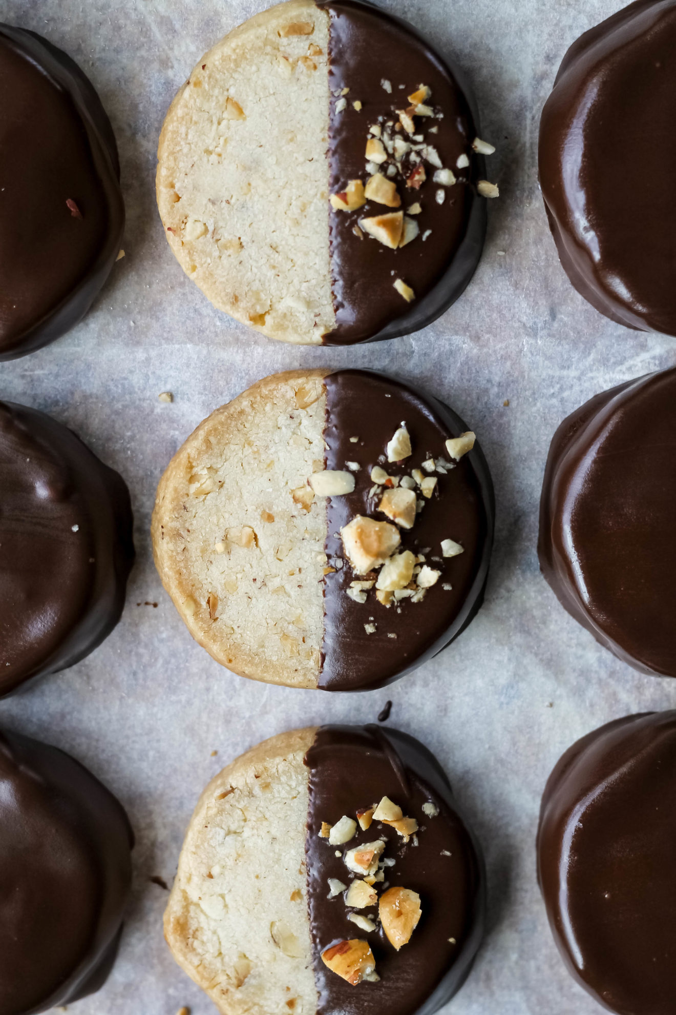 Chocolate Dipped Hazelnut Shortbread Cookies - Lion's Bread